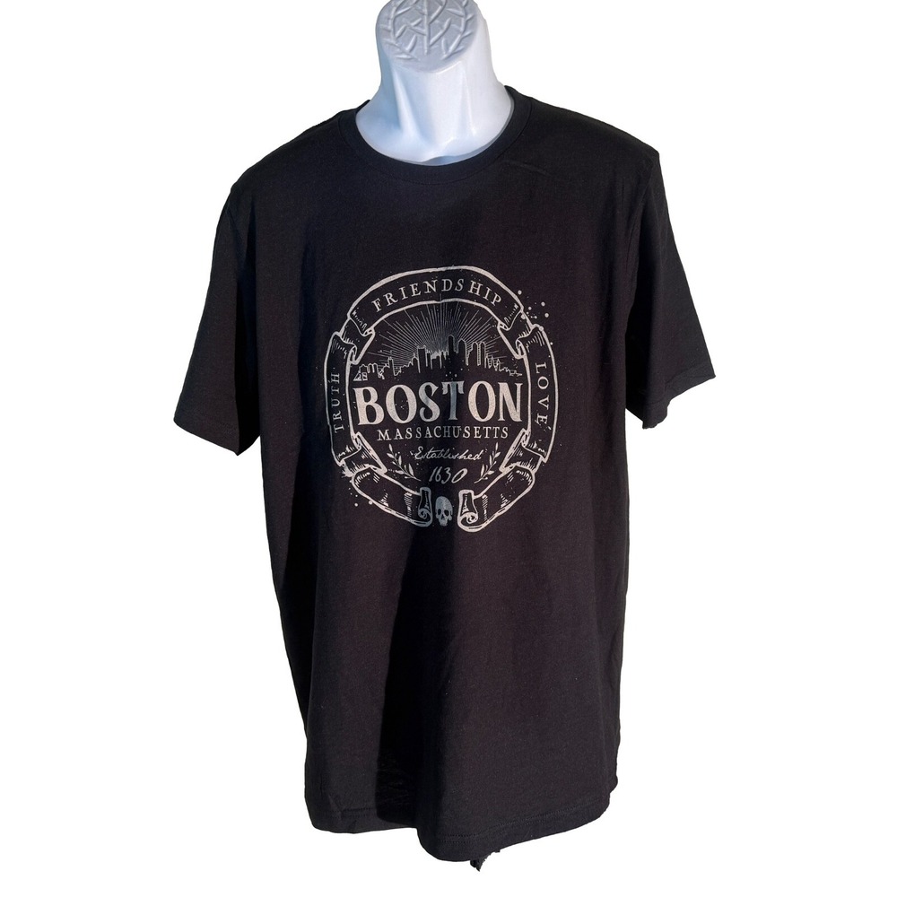 CANVAS Short Sleeve BOSTON MASSACHUSETTS EST. 1630 T-Shirt Black Large
